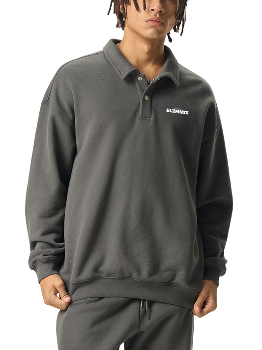 ESSNTIAL ELEMNTS Unisex 380G HW Polo-Collar Sweatshirt