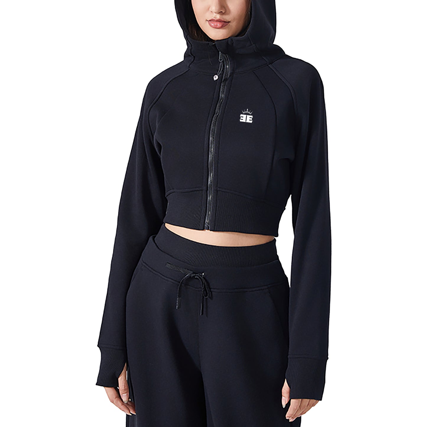 ƎSSNTIΛL ELƎMNTS Women's Cropped Zip-Through Street Hoodie