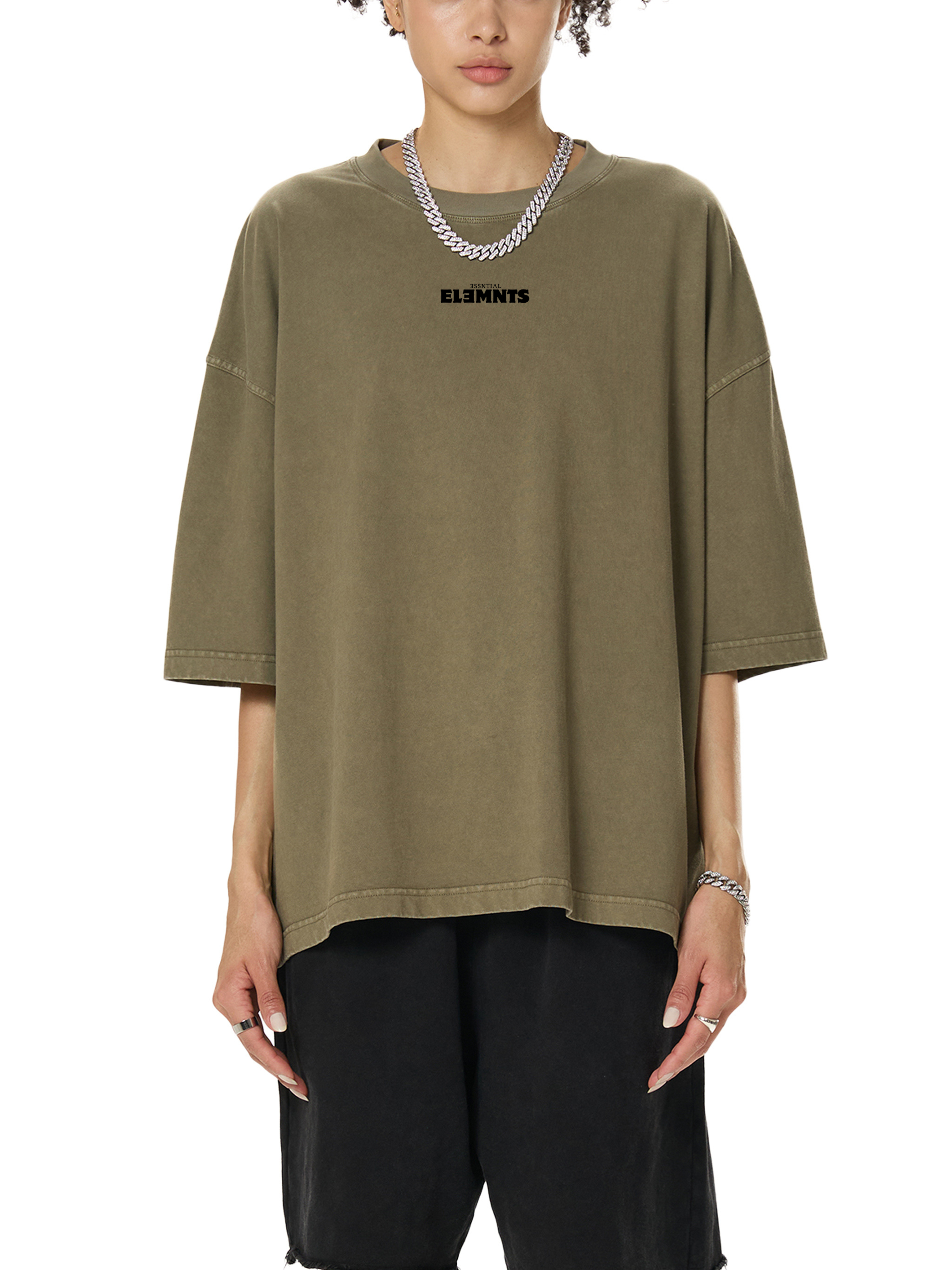 ESSNTIAL ELEMNTS Unisex 260G Vintage Washed Boxy Tee - Essntial Elemnts