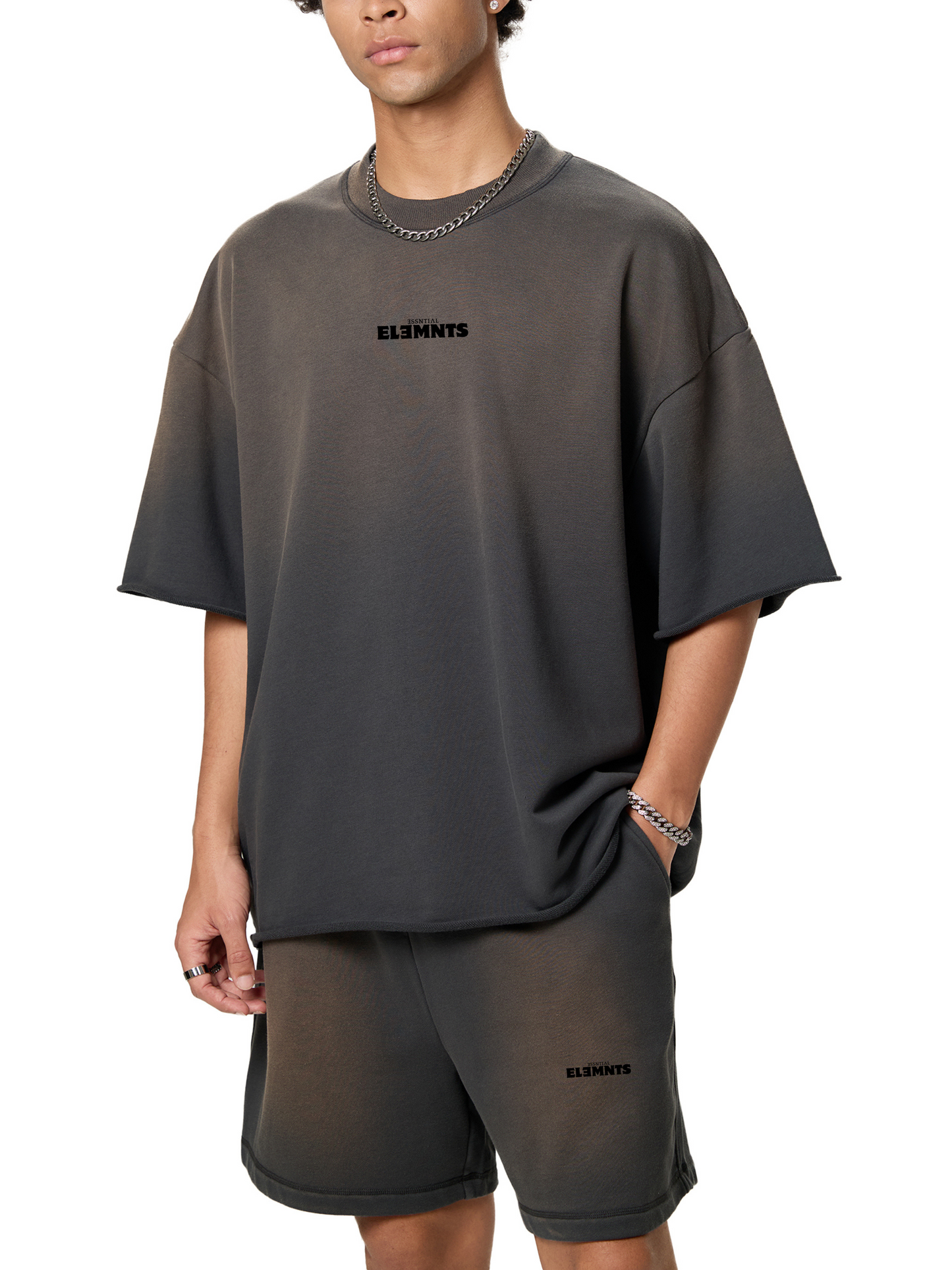 ESSNTIAL ELEMNTS Unisex 350G Sun Fade Raw Edge Tee