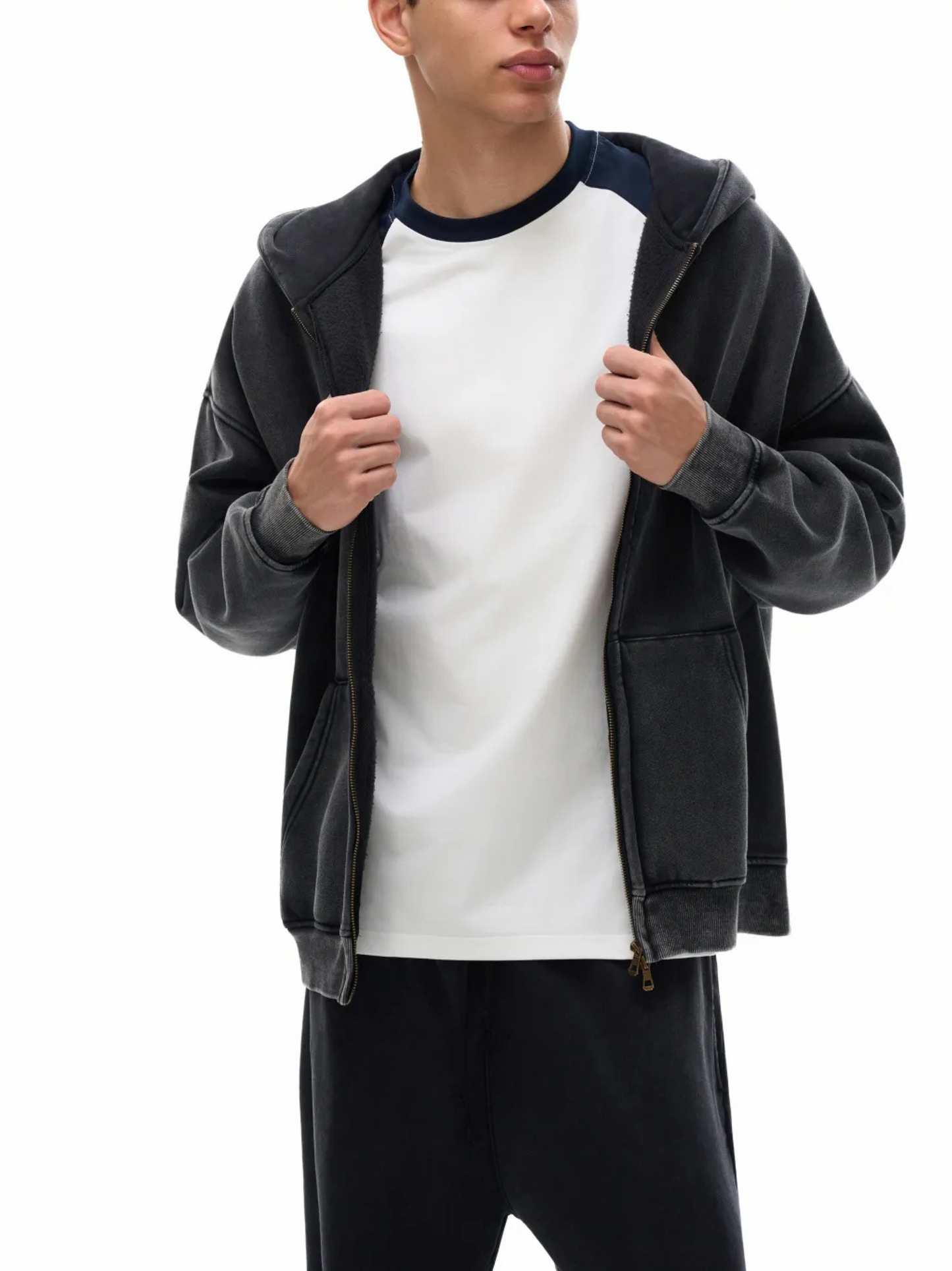 ESSNTIAL ELEMNTS Unisex 360G Snow Washed Zipped Hoodie - Essntial Elemnts
