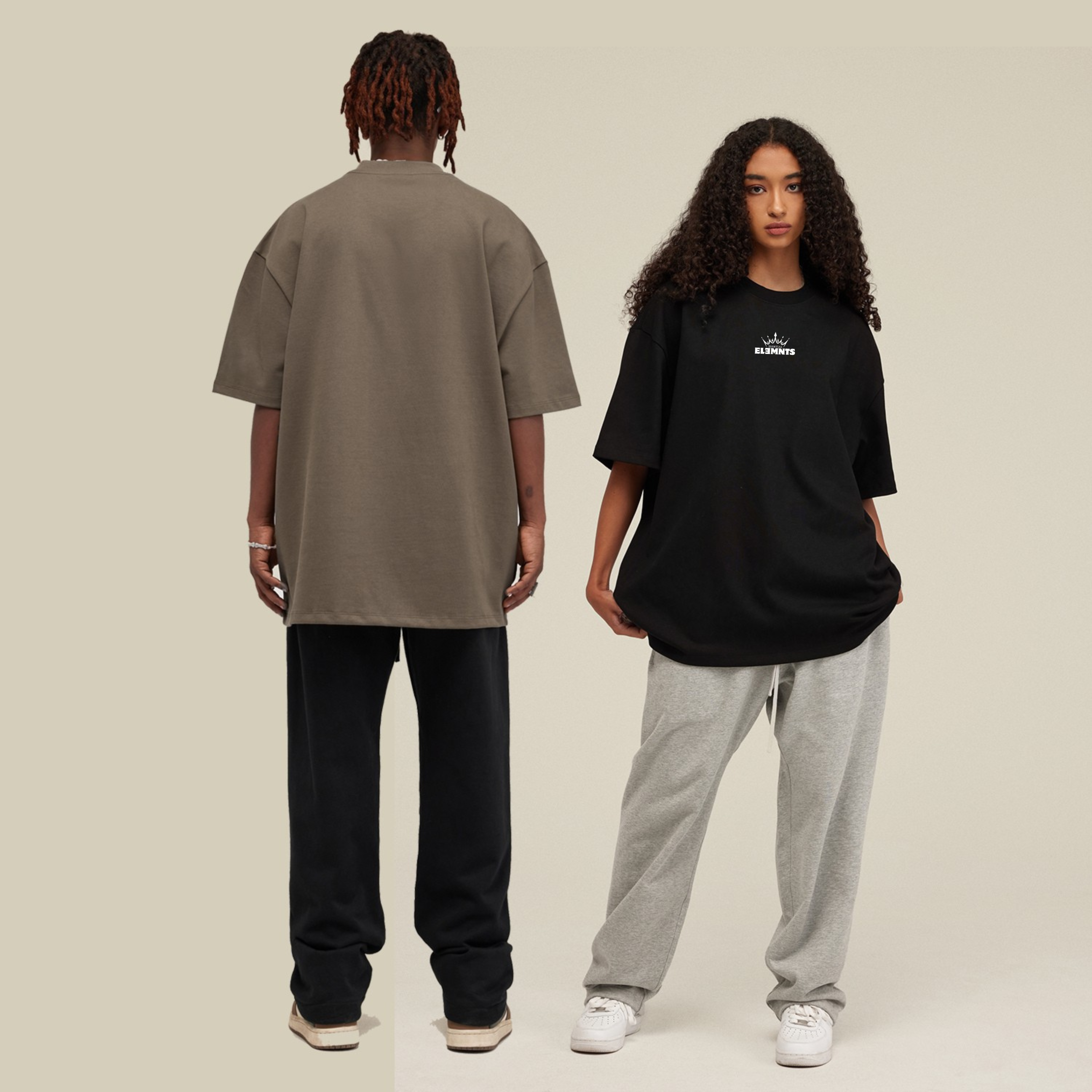 ESSNTIAL ELEMNTS Unisex 425G HW Solid Color Loose Tee - Essntial Elemnts