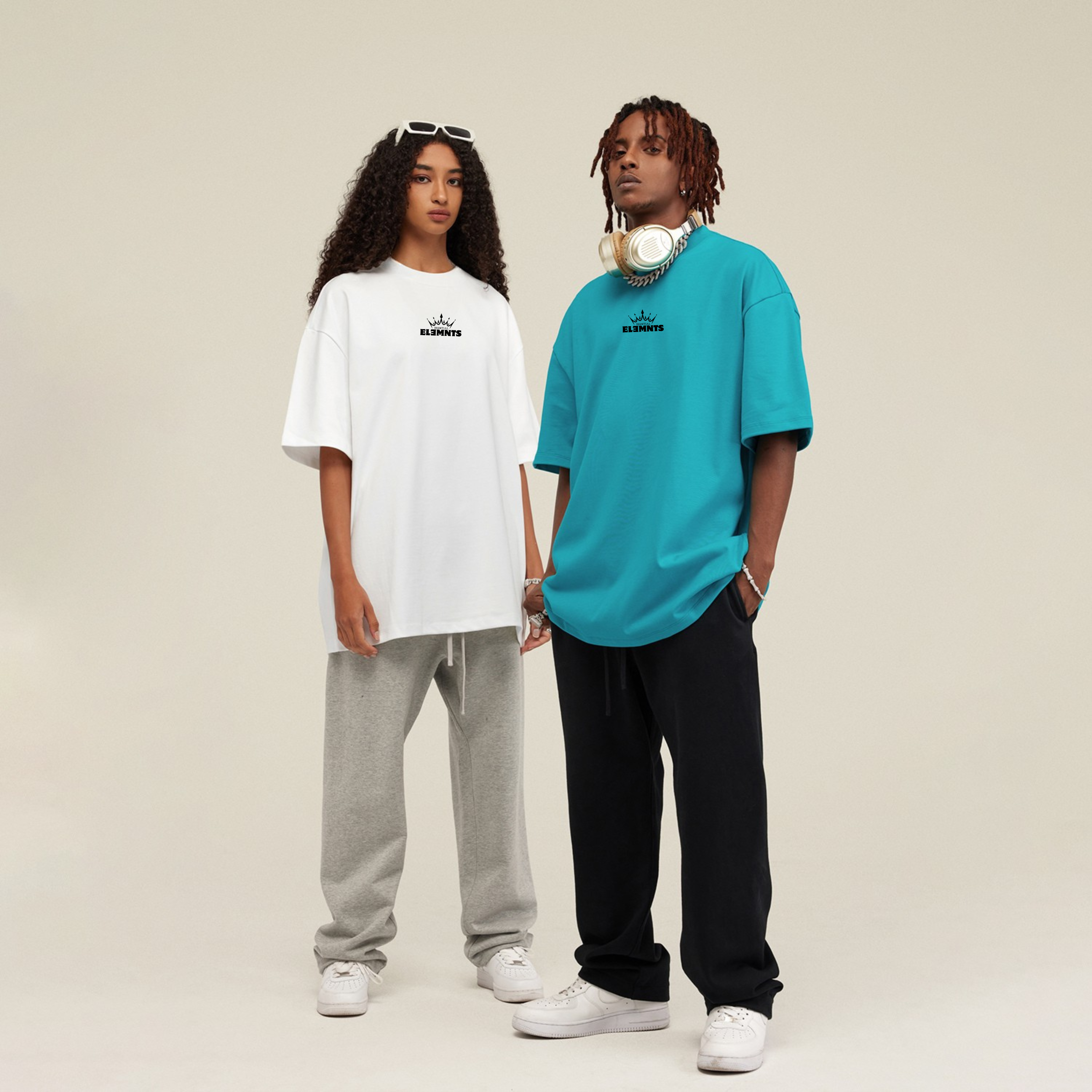 ESSNTIAL ELEMNTS Unisex 425G HW Solid Color Loose Tee - Essntial Elemnts