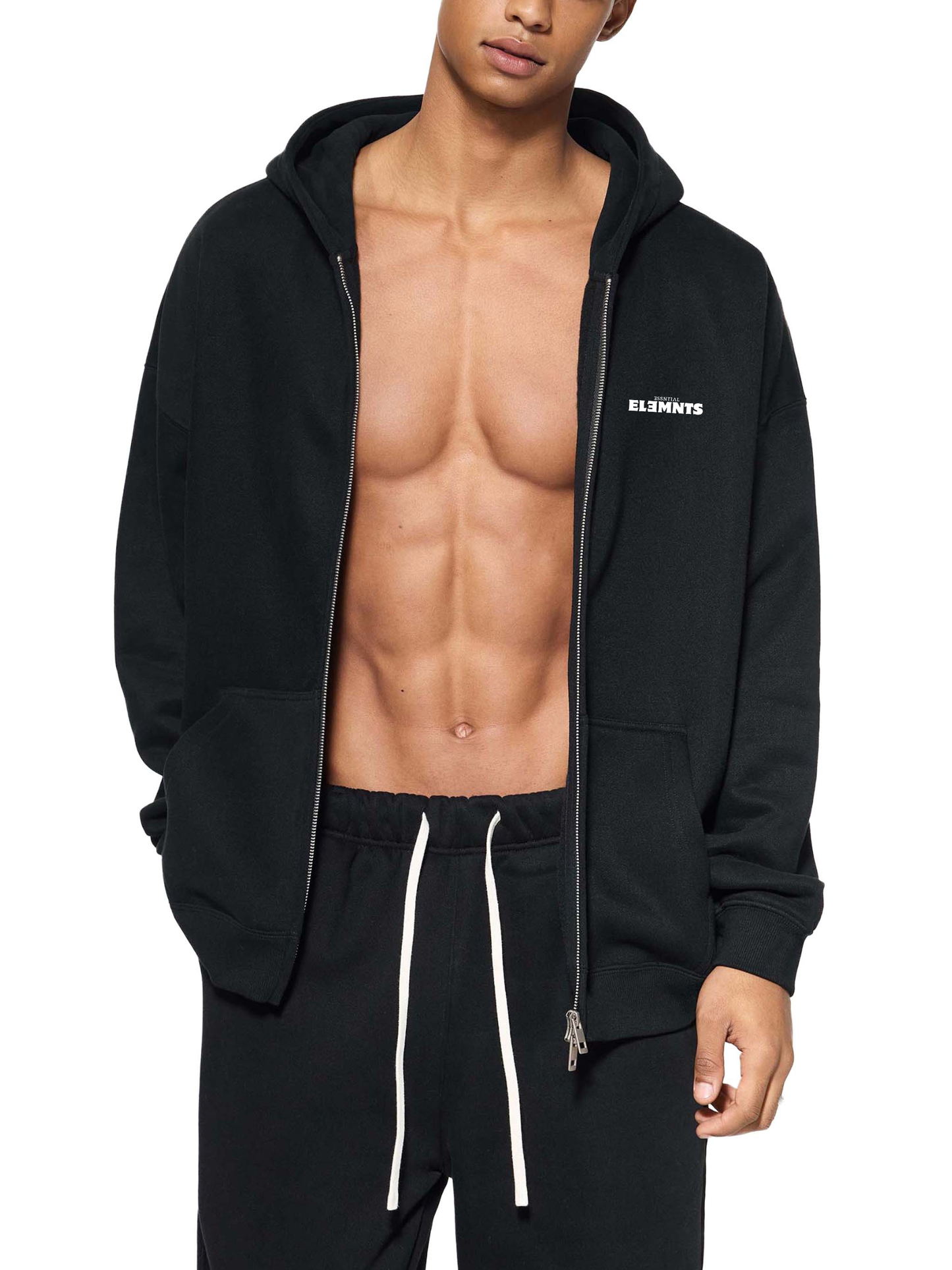 ESSNTIAL ELEMNTS Unisex 345G Solid Color Fleece Zip-Through Hoodie
