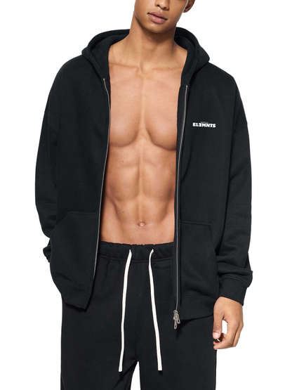 ESSNTIAL ELEMNTS Unisex 345G Solid Color Fleece Zip-Through Hoodie