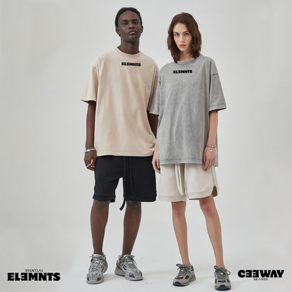 ƎSSNTIΛL ELƎMNTS Unisex Oversized Snow Wash Tee