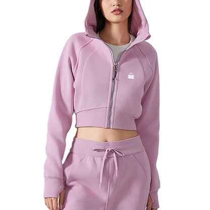 ƎSSNTIΛL ELƎMNTS Women's Cropped Zip-Through Street Hoodie