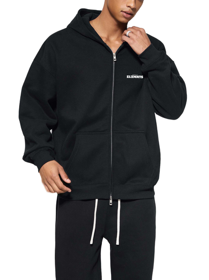 ESSNTIAL ELEMNTS Unisex 345G Solid Color Fleece Zip-Through Hoodie