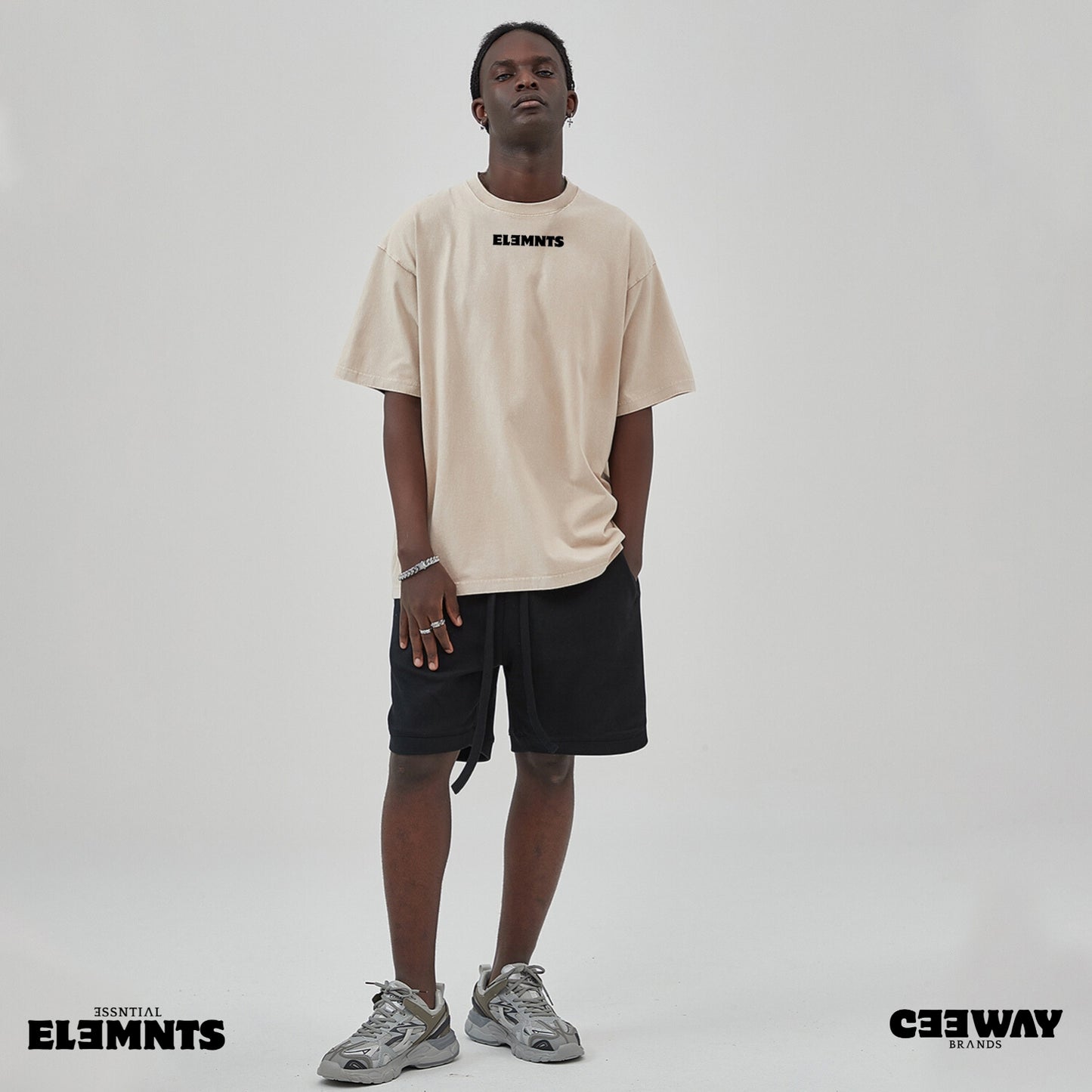 ƎSSNTIΛL ELƎMNTS Unisex Oversized Snow Wash Tee