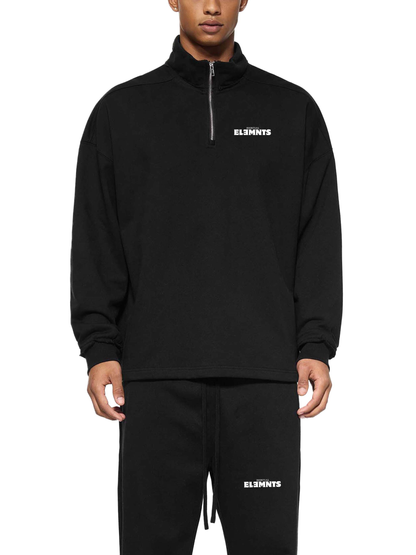 ESSNTIAL ELEMNTS Unisex 450G Half-Zip Rolled Edge Fleece Sweatshirt