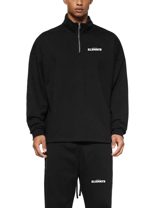 ESSNTIAL ELEMNTS Unisex 450G Half-Zip Rolled Edge Fleece Sweatshirt