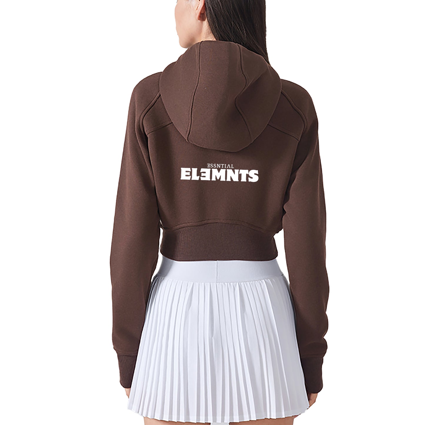 ƎSSNTIΛL ELƎMNTS Women's Cropped Zip-Through Street Hoodie