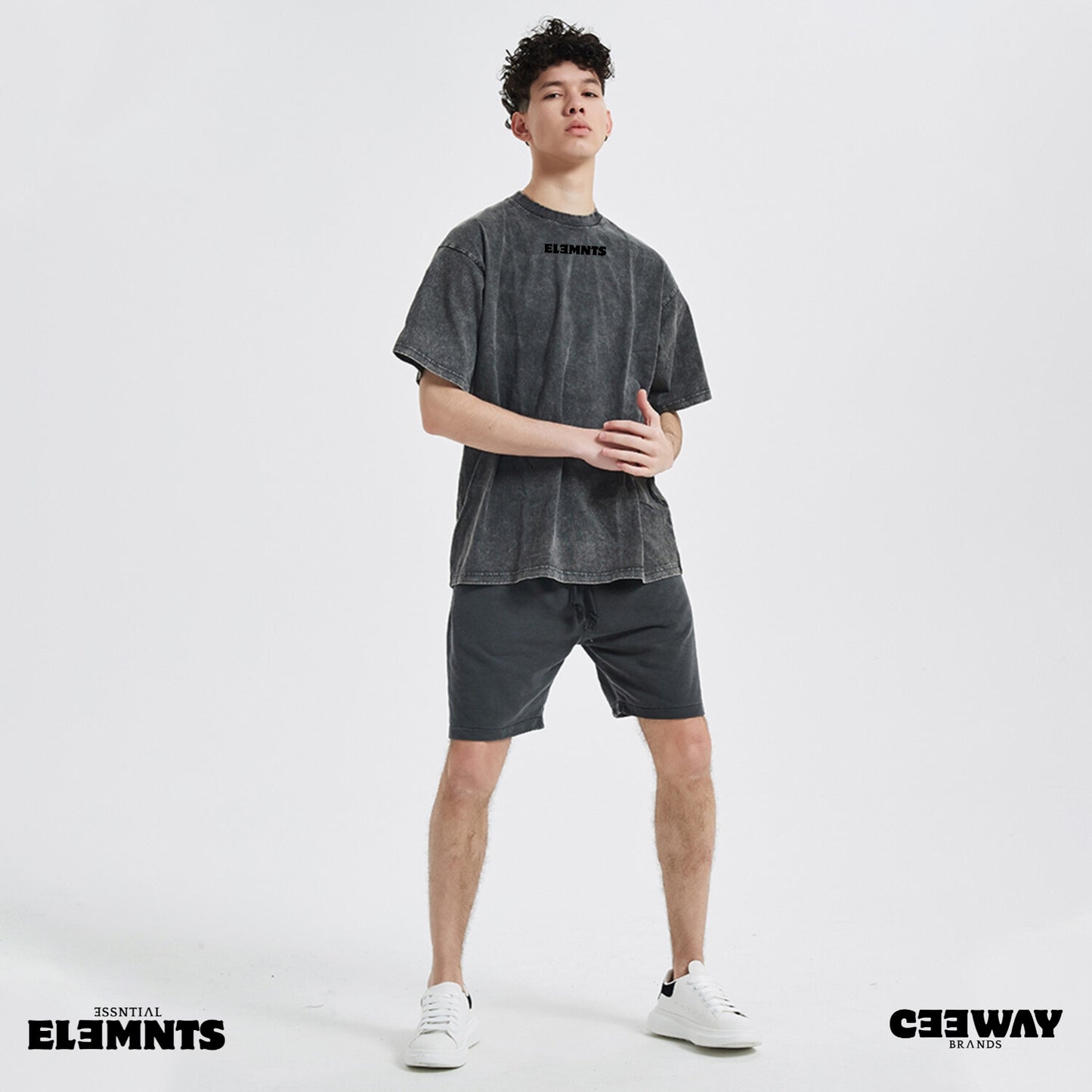 ƎSSNTIΛL ELƎMNTS Unisex Oversized Snow Wash Tee