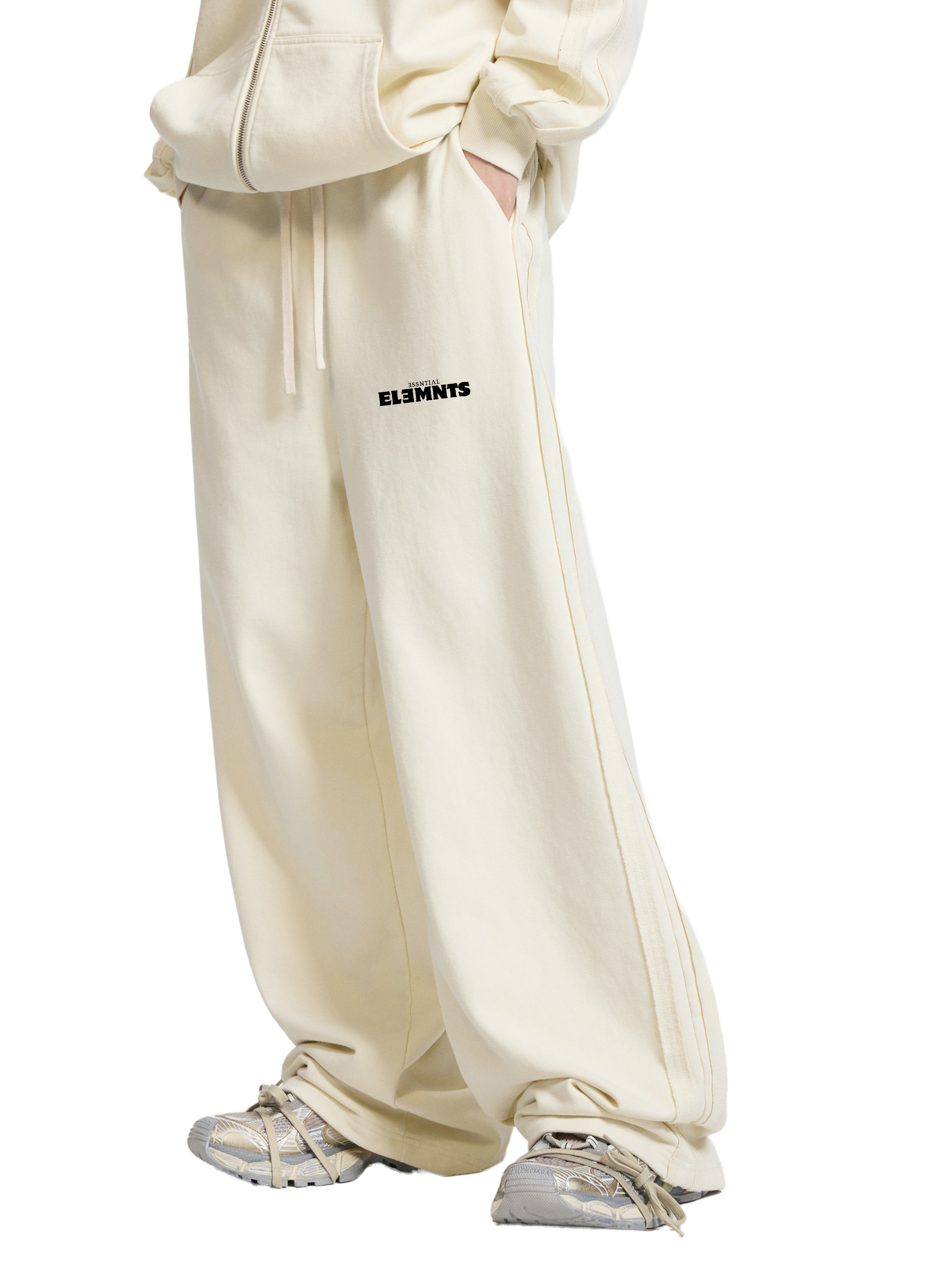 ESSNTIAL ELEMNTS Unisex 450G Contrast Tape Straight-Leg Sweatpants - Essntial Elemnts