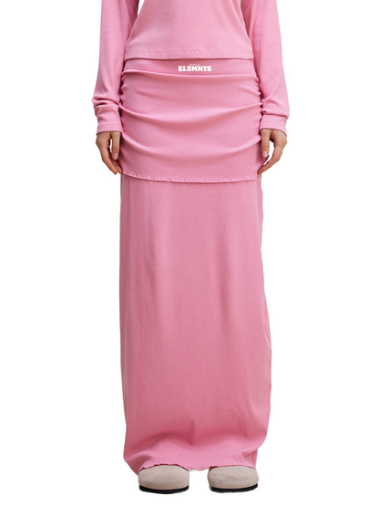 ESSNTIAL ELEMNTS Women's 275G Dyed Washed Straight Hip-Hugging Slim Maxi Skirt
