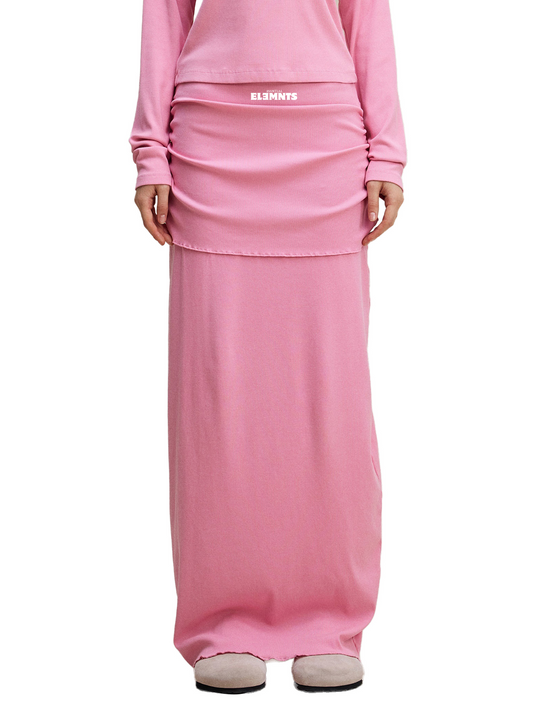 ESSNTIAL ELEMNTS Women's 275G Dyed Washed Straight Hip-Hugging Slim Maxi Skirt
