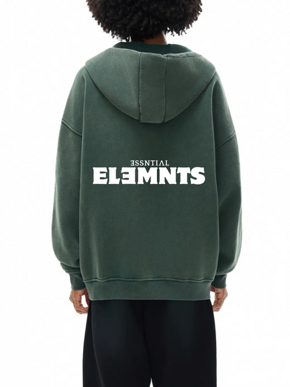 ESSNTIAL ELEMNTS Unisex 360G Snow Washed Zipped Hoodie - Essntial Elemnts