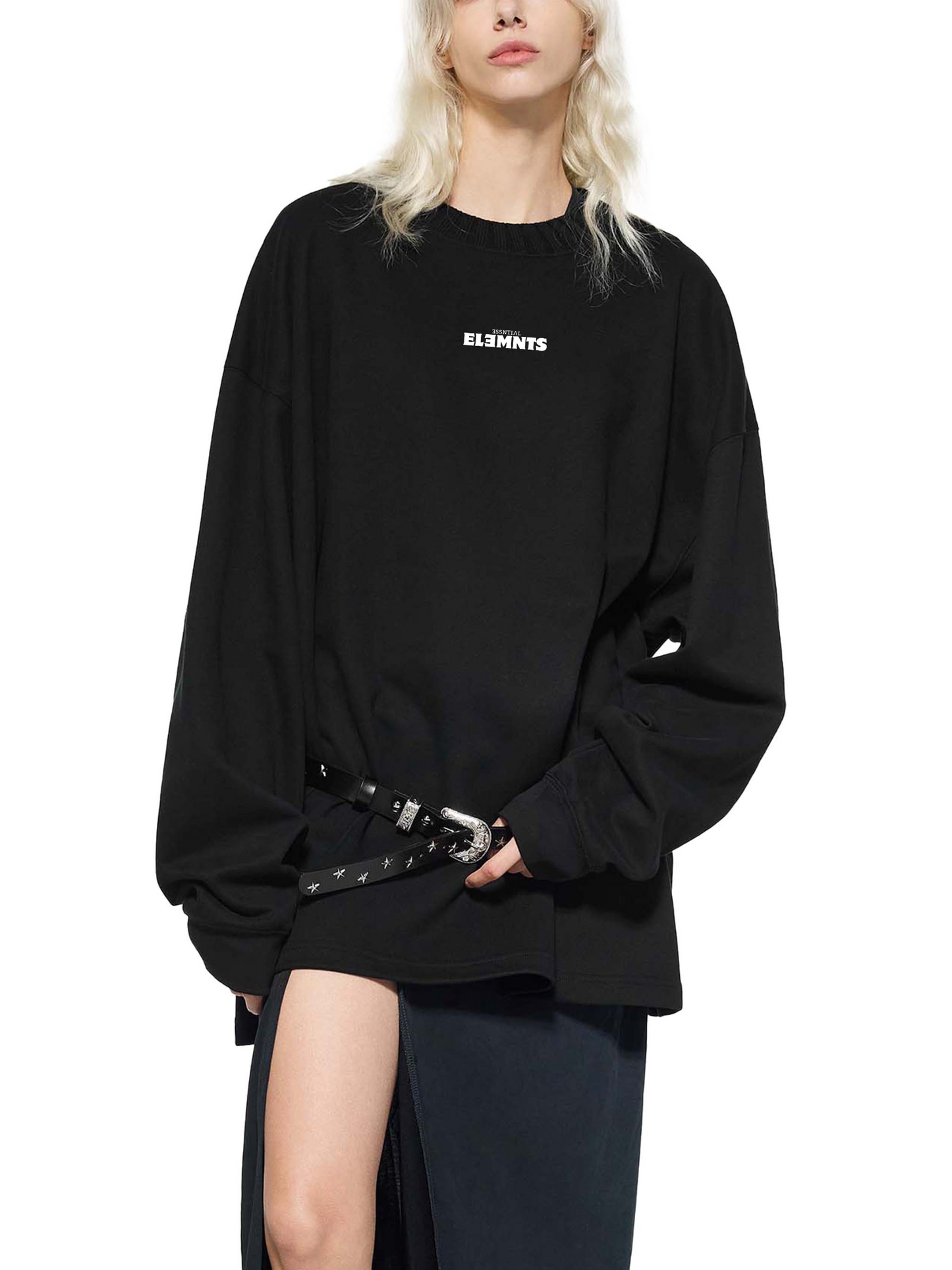 ESSNTIAL ELEMNTS Unisex 290G Knitted Round Neck Oversize Sweatshirt
