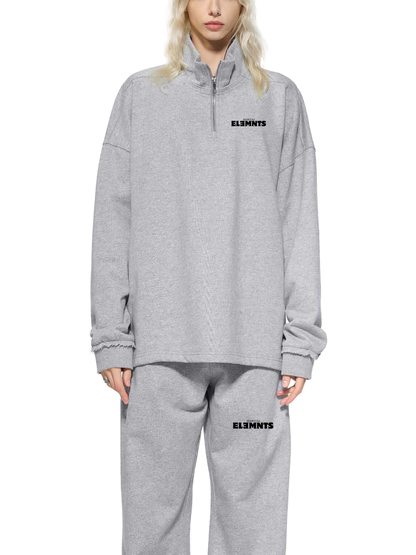 ESSNTIAL ELEMNTS Unisex 450G Half-Zip Rolled Edge Fleece Sweatshirt