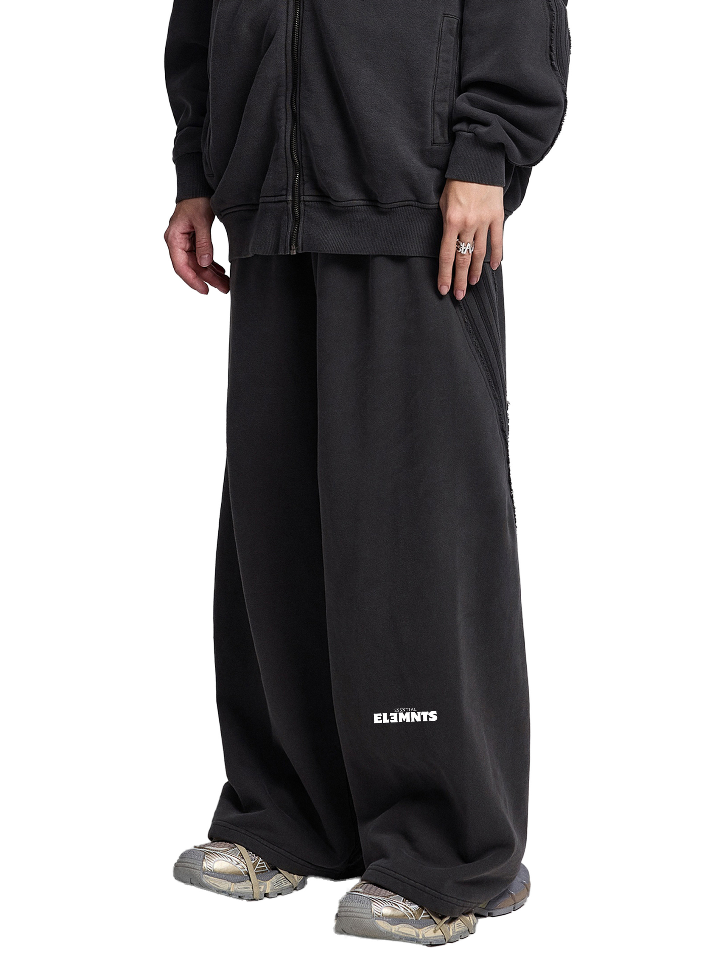 ESSNTIAL ELEMNTS Unisex 420G Snow-Washed Tape Raw-Edge Sweatpants - Essntial Elemnts