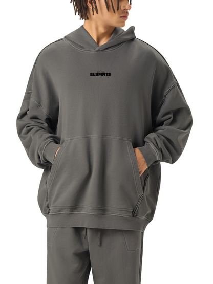 ESSNTIAL ELEMNTS Unisex 420G Raw-Seam Enzyme Washed Hooded Sweatshirt