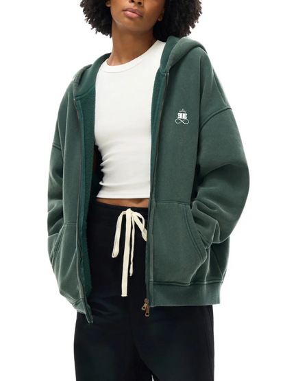 ESSNTIAL ELEMNTS Unisex 360G Snow Washed Zipped Hoodie - Essntial Elemnts