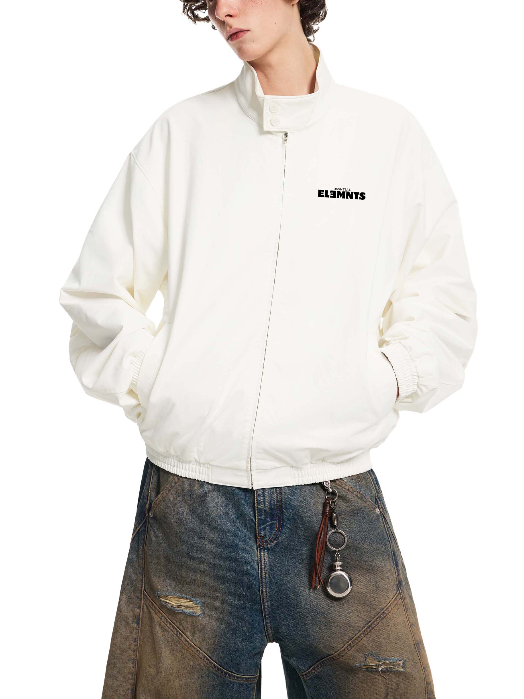 ESSNTIAL ELEMNTS Unisex 290G Stand Collar Bomber Jacket - Essntial Elemnts
