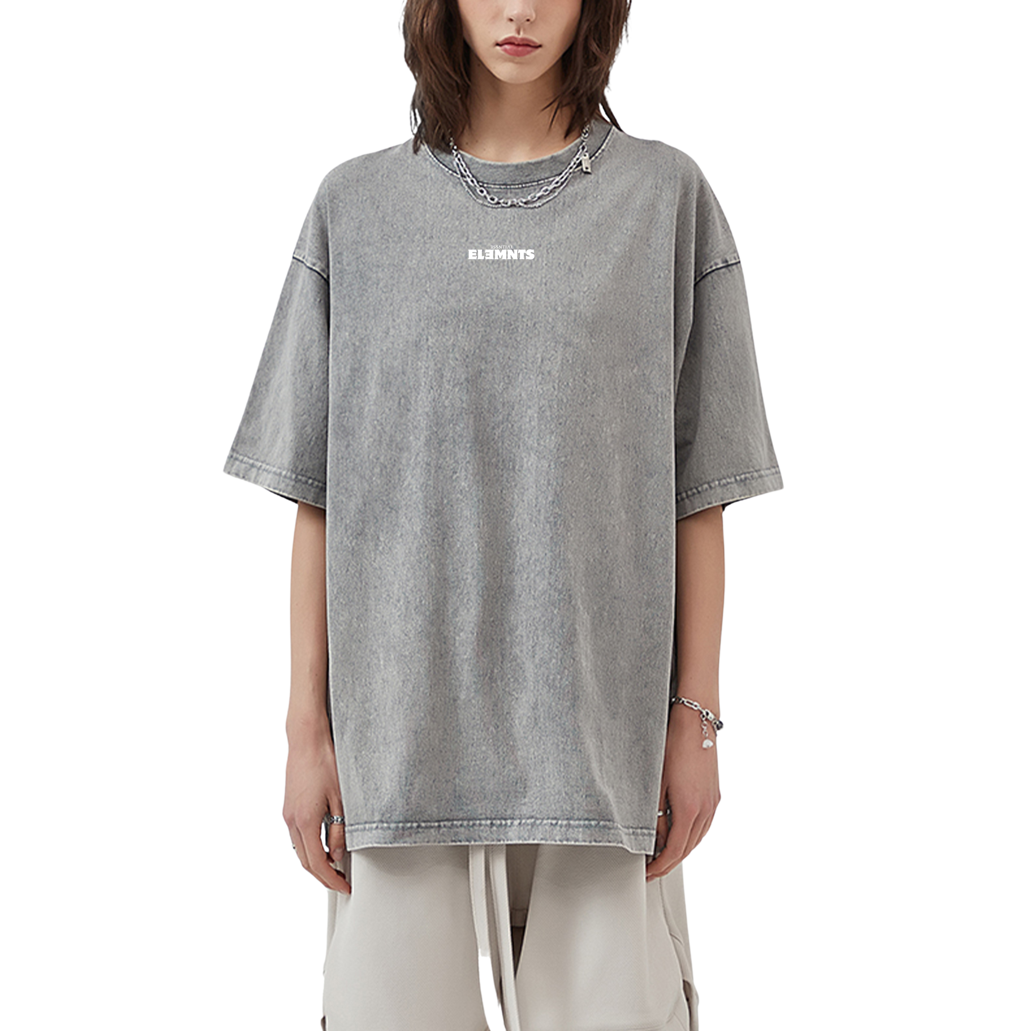 ESSNTIAL ELEMNTS Unisex 250G Acid Wash Oversize Tee - Essntial Elemnts
