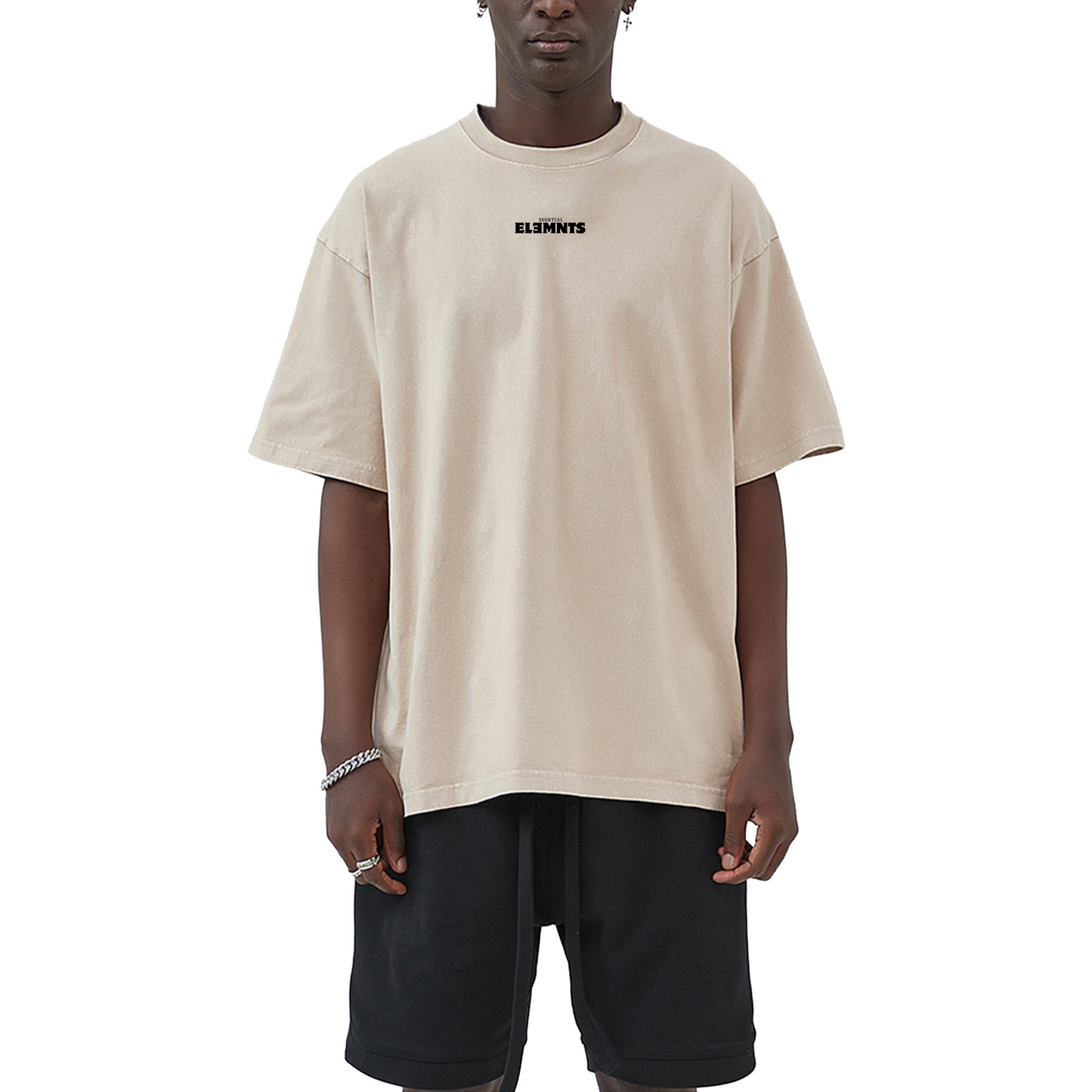 ƎSSNTIΛL ELƎMNTS Unisex Snow Wash Oversize Tee