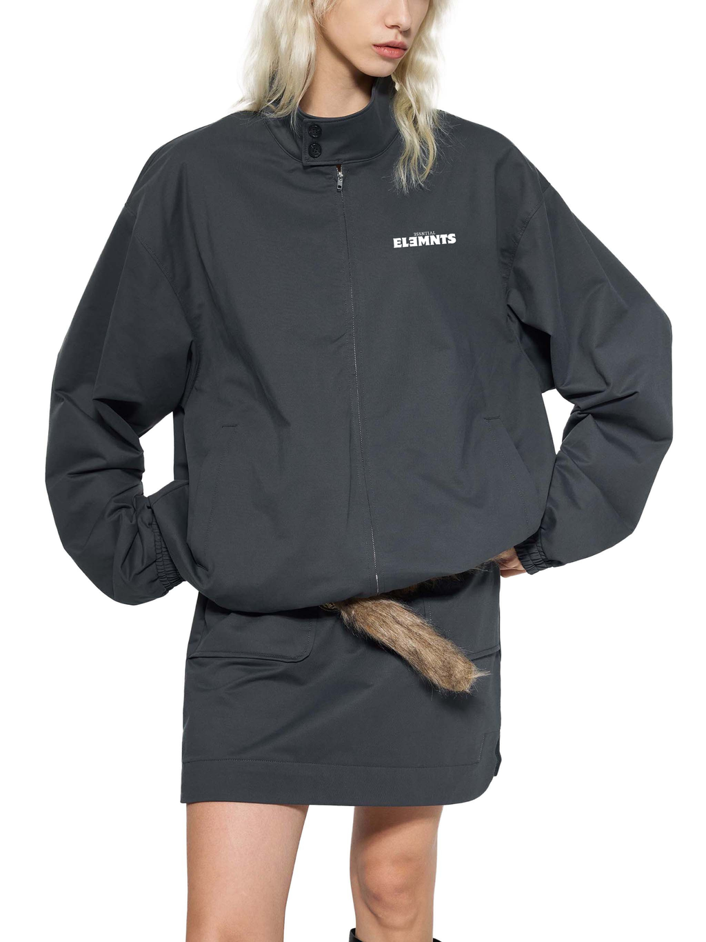 ESSNTIAL ELEMNTS Unisex 290G Stand Collar Bomber Jacket - Essntial Elemnts