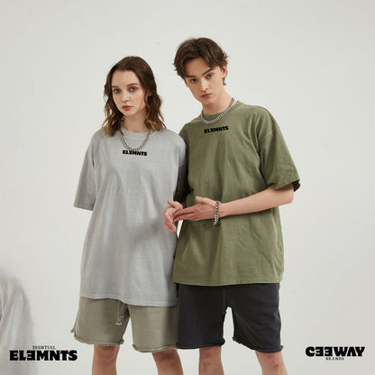 ƎSSNTIΛL ELƎMNTS Unisex Drop Shoulder Stone Wash Tee