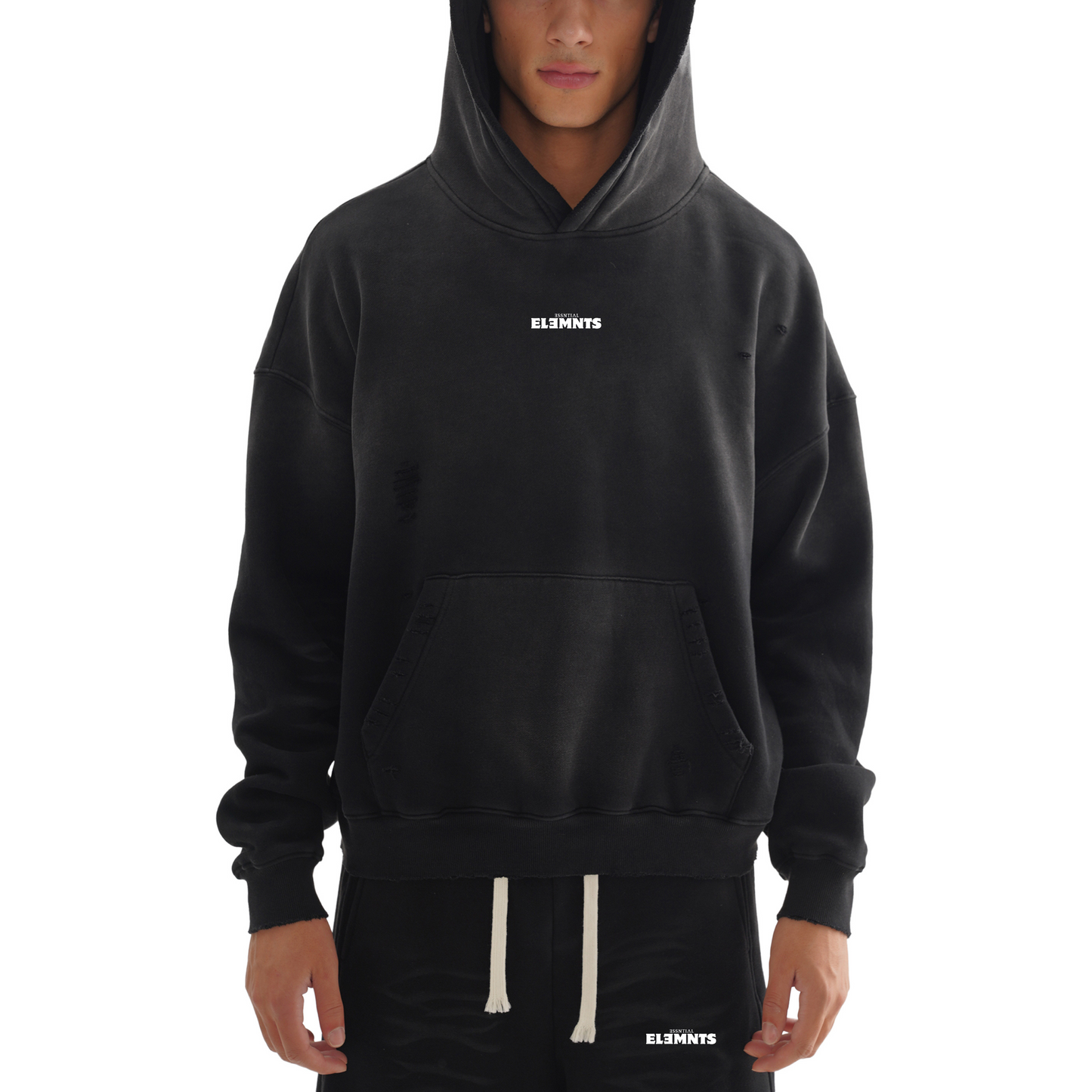 ESSNTIAL ELEMNTS Unisex 630G Frayed Boxy Hoodie