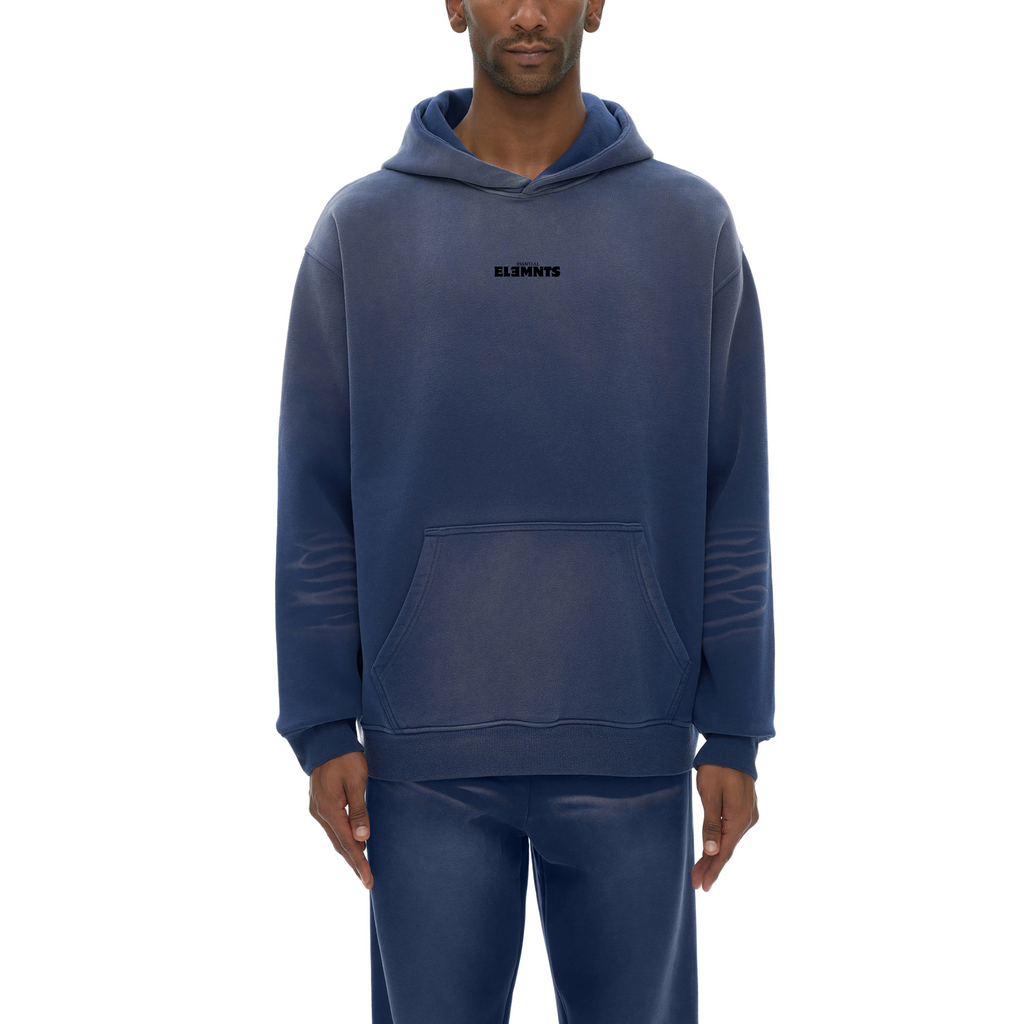 ESSNTIAL ELEMNTS Unisex 375G Faded Wash Fleece Hoodie - Essntial Elemnts