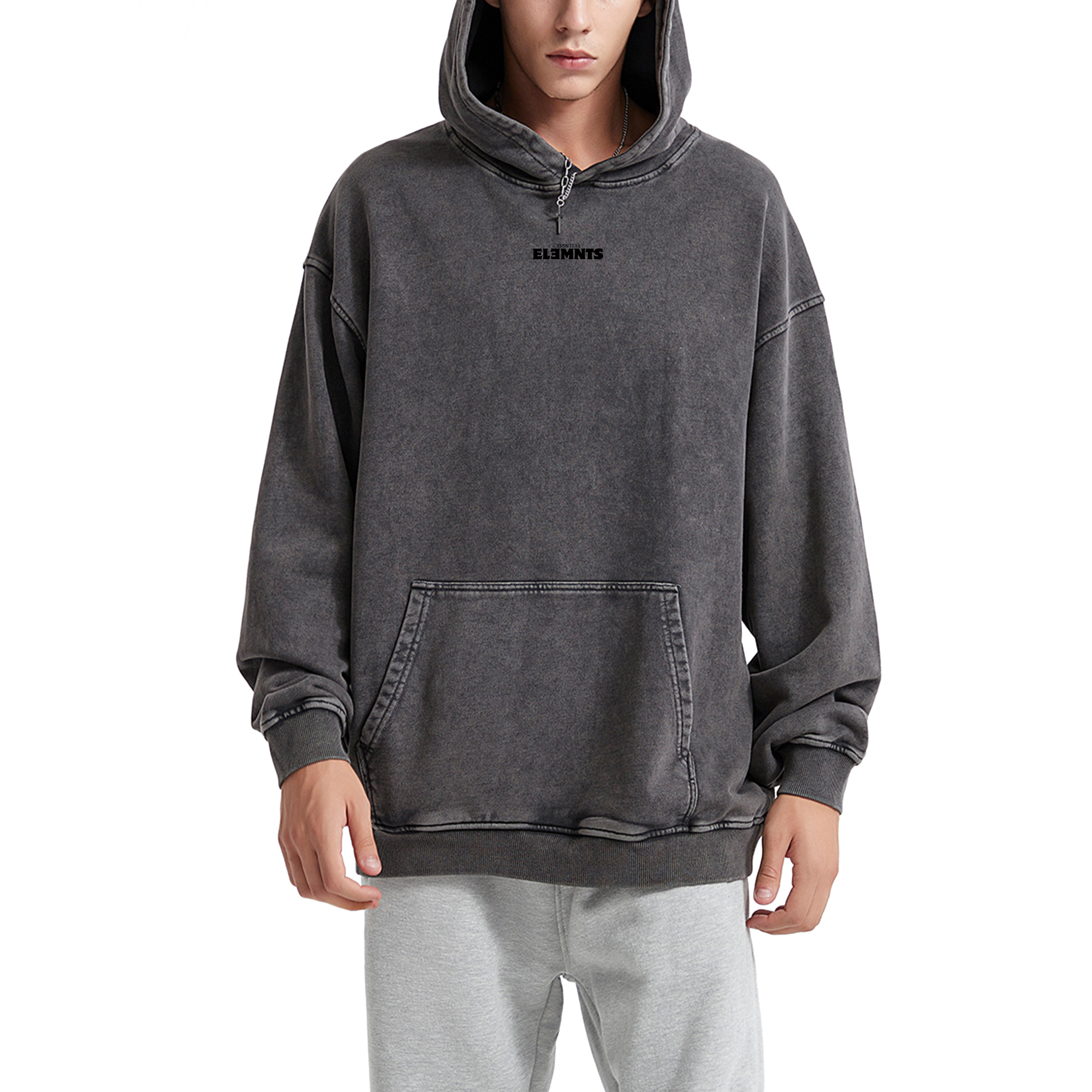 ESSNTIAL ELEMNTS Unisex 420G OS Acid Wash Hoodie - Essntial Elemnts