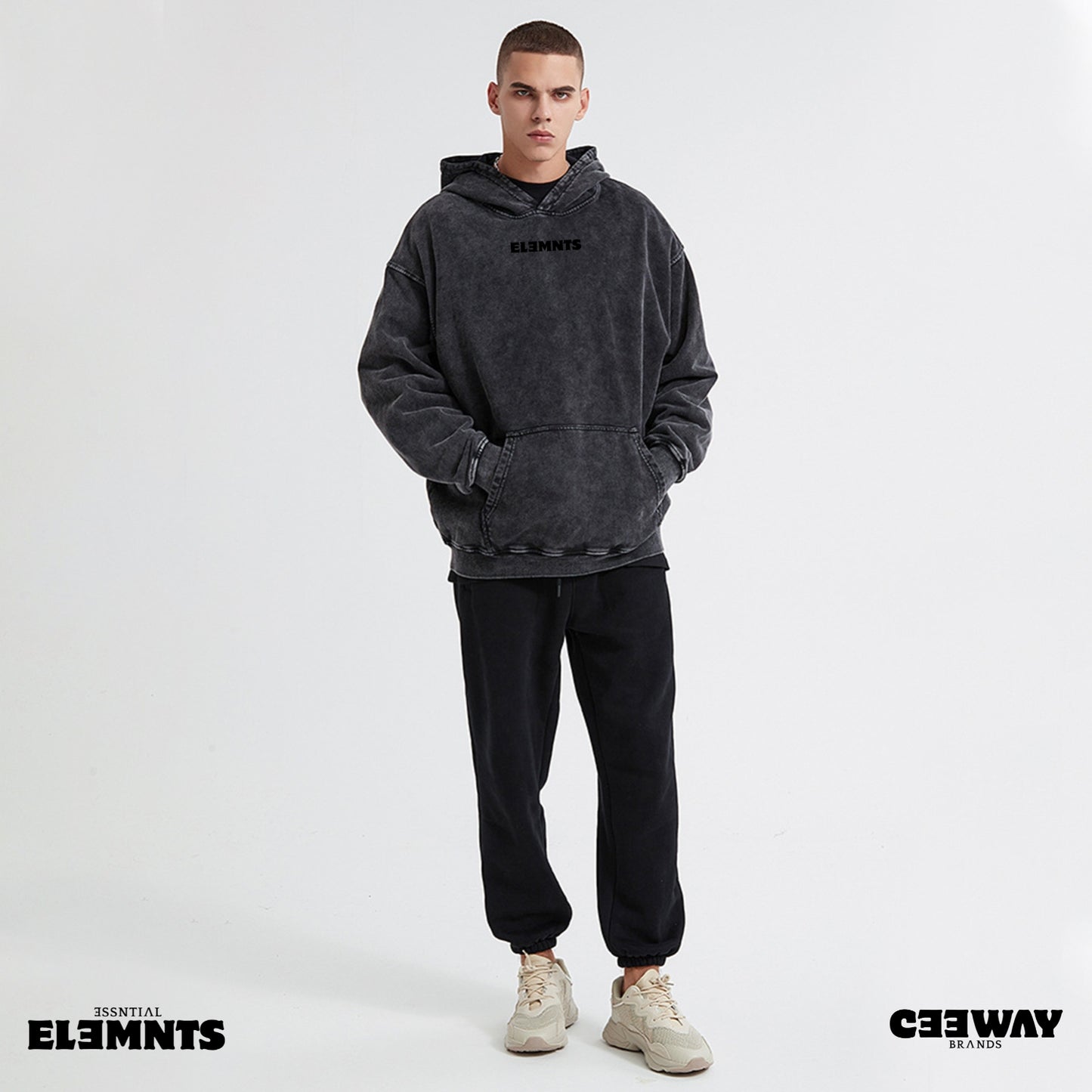 ƎSSNTIΛL ELƎMNTS Unisex Oversized Acid Wash Hoodie