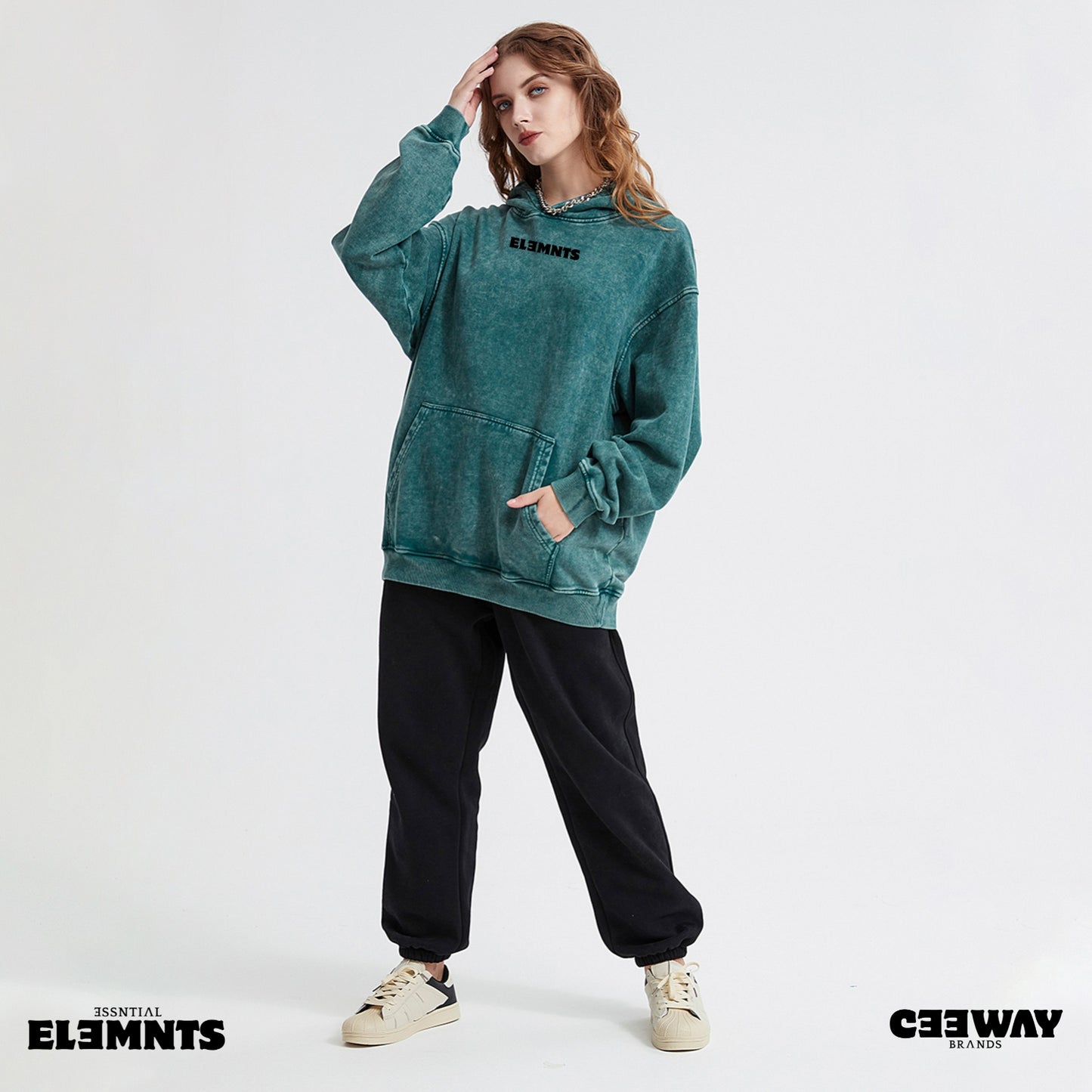 ƎSSNTIΛL ELƎMNTS Unisex Oversized Acid Wash Hoodie