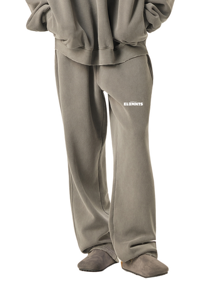 ESSNTIAL ELEMNTS Unisex 350G Frayed Enzyme Washed Fleece Sweatpants
