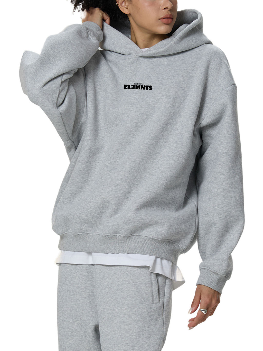 ESSNTIAL ELEMNTS 350G Fleeced Boxy Hoodie