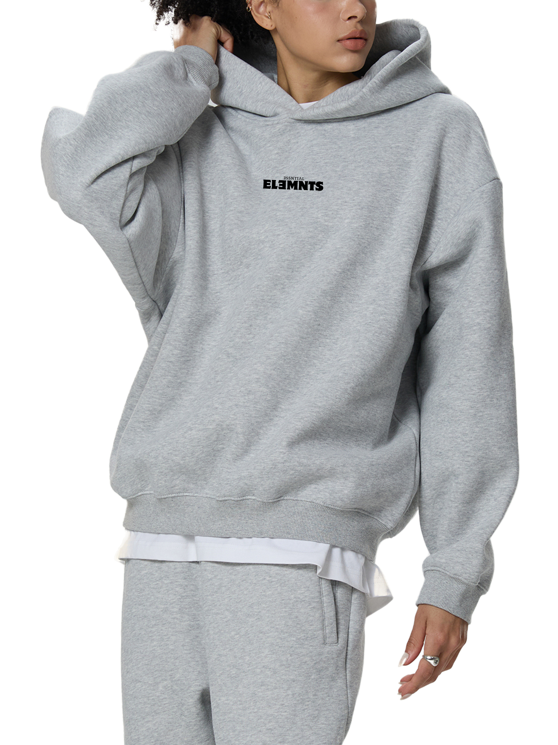 ESSNTIAL ELEMNTS 350G Fleeced Boxy Hoodie