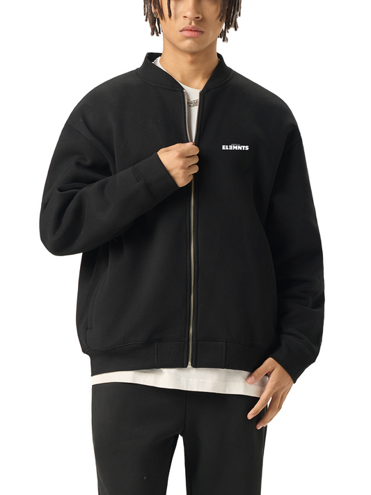 ESSNTIAL ELEMNTS Unisex 350G Zip-Up Fleeced Varsity Jacket