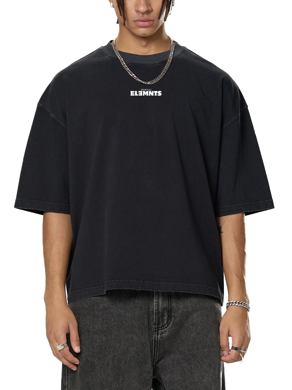 ESSNTIAL ELEMNTS Unisex 260G Vintage Washed Boxy Tee - Essntial Elemnts