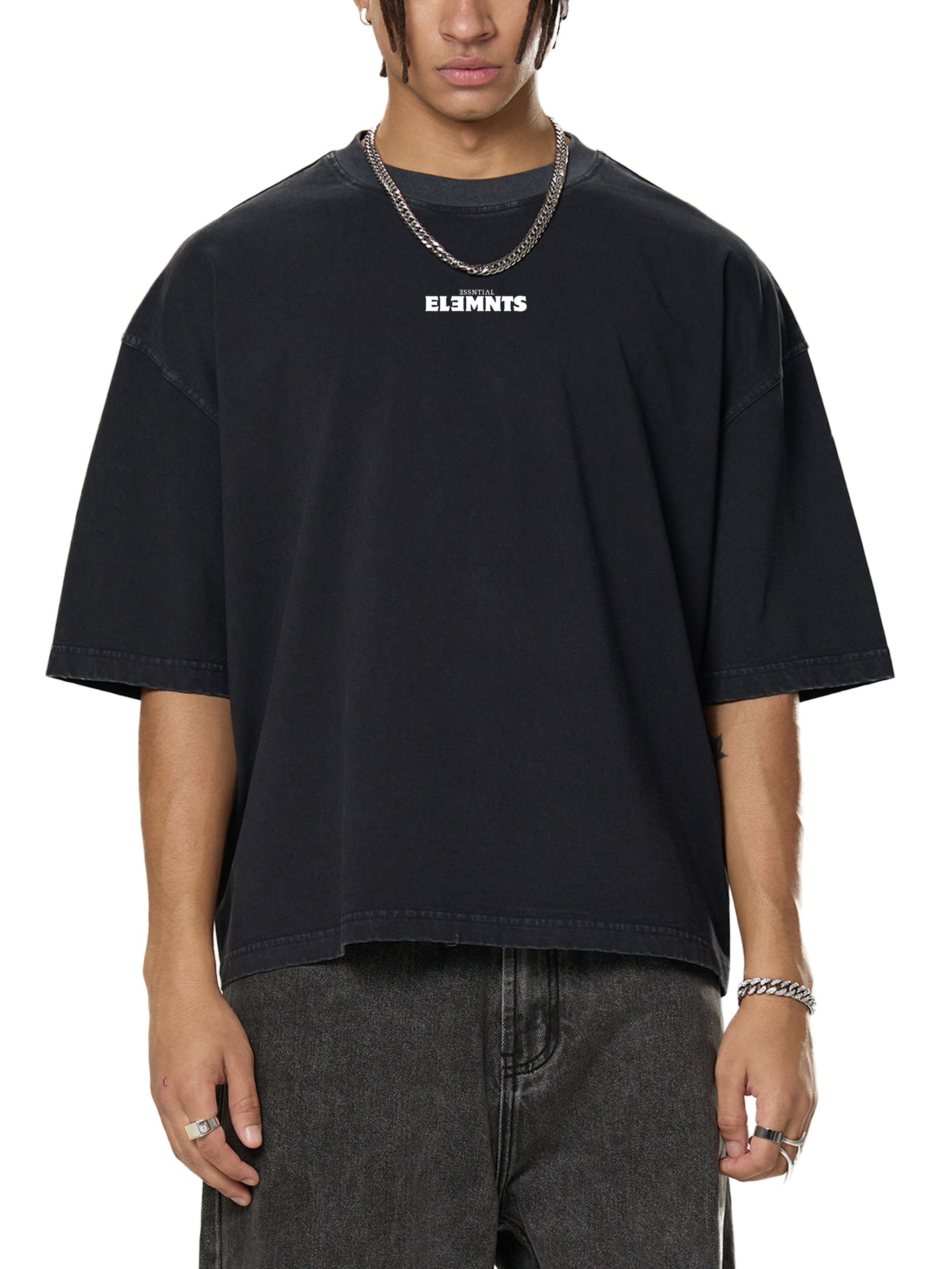 ESSNTIAL ELEMNTS Unisex 260G Vintage Washed Boxy Tee - Essntial Elemnts