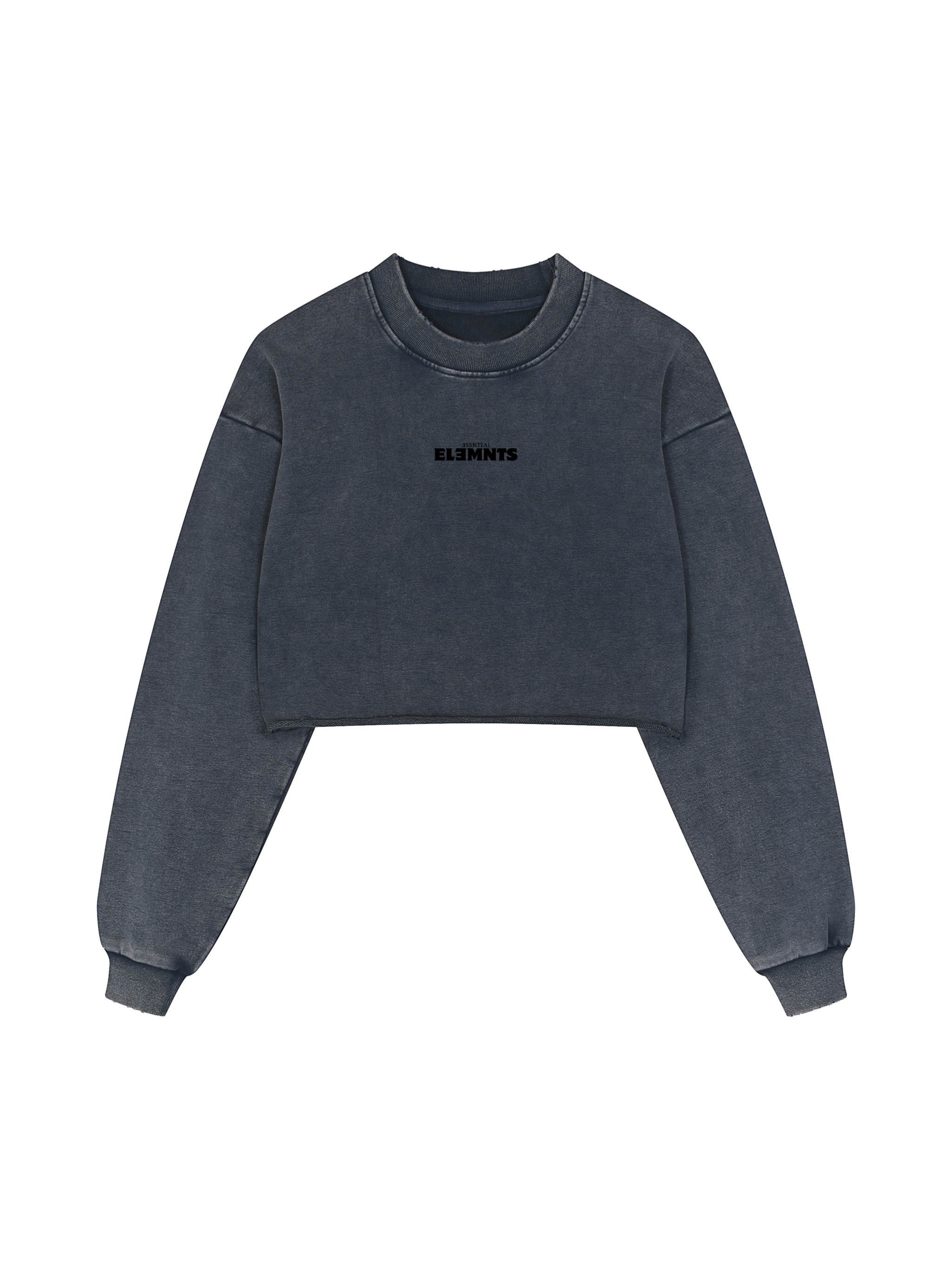 ESSNTIAL ELEMNTS 380G Women's Washed Raw Edge Crop - Essntial Elemnts