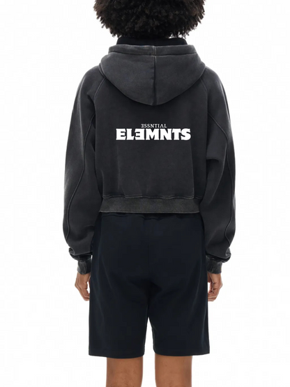 ESSNTIAL ELEMNTS Women's 355G Snow Wash Cropped Hoodie