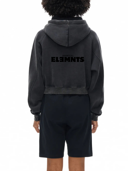 ESSNTIAL ELEMNTS Women's 355G Snow Wash Cropped Hoodie