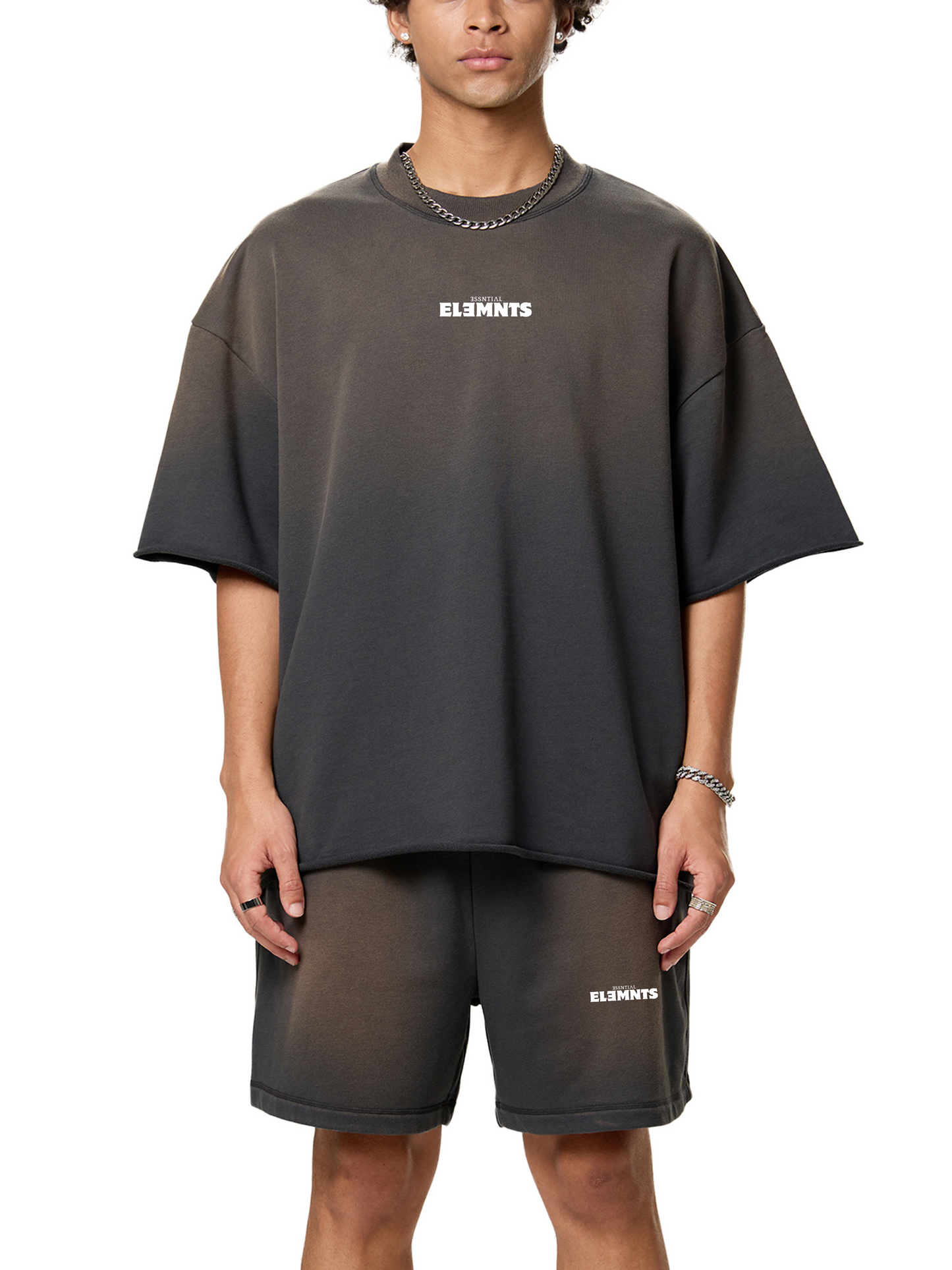 ESSNTIAL ELEMNTS Unisex 350G Sun Fade Raw Edge Tee