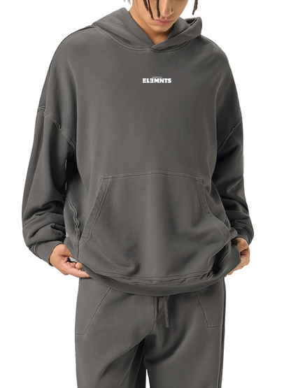 ESSNTIAL ELEMNTS Unisex 420G Raw-Seam Enzyme Washed Hooded Sweatshirt