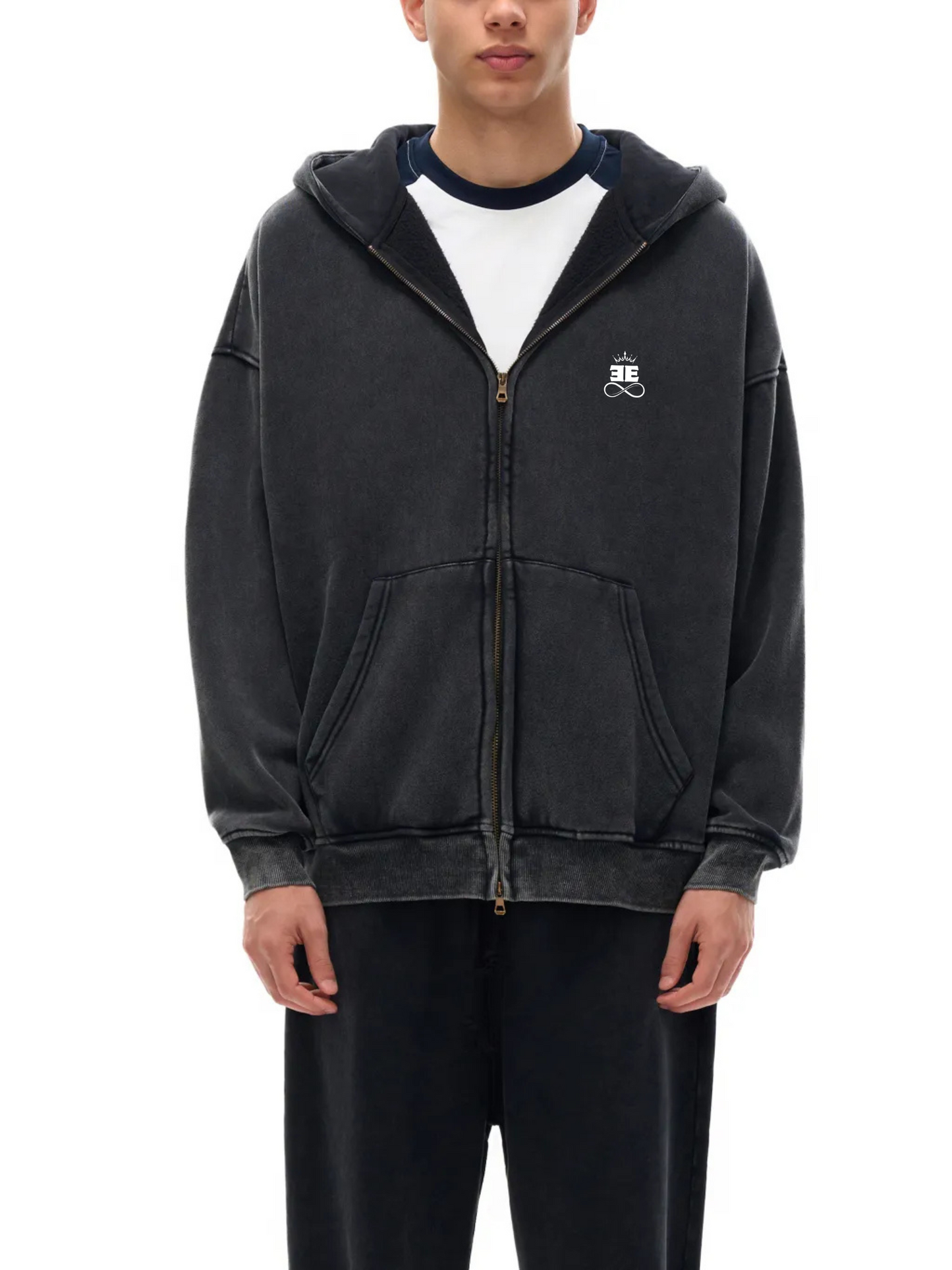 ESSNTIAL ELEMNTS Unisex 360G Snow Washed Zipped Hoodie - Essntial Elemnts