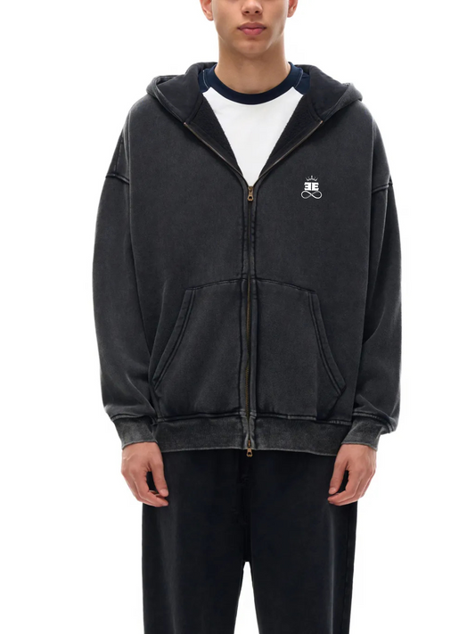 ESSNTIAL ELEMNTS Unisex 360G Snow Washed Zipped Hoodie - Essntial Elemnts