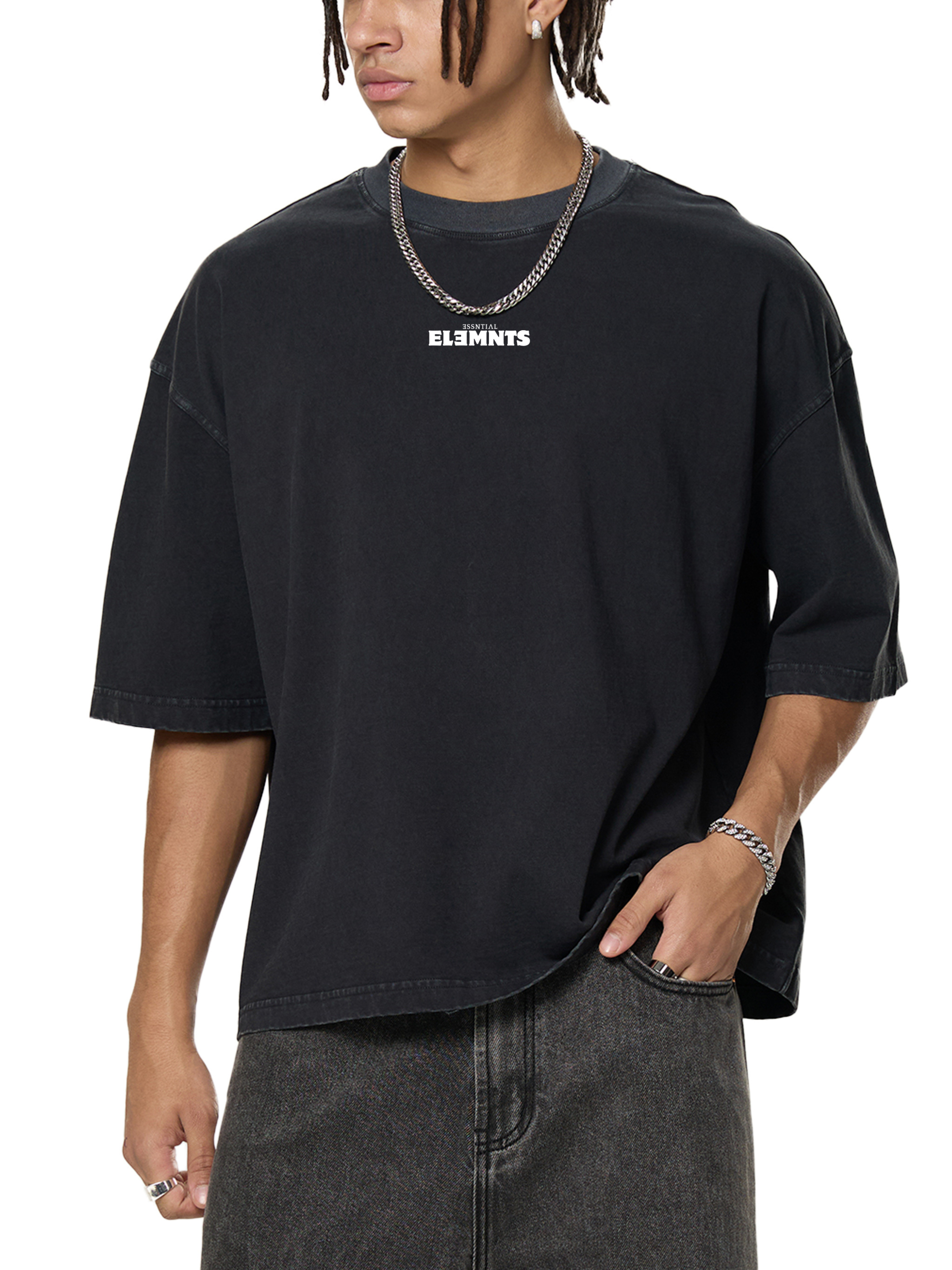 ESSNTIAL ELEMNTS Unisex 260G Vintage Washed Boxy Tee - Essntial Elemnts